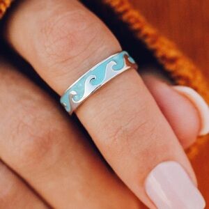 🎩 Pura Vida - Reversible Enamel Wave Ring